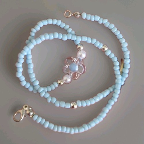 Collana donna perline azzurra - collana,