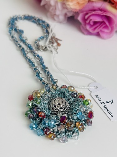 Collana fiore azzurro - fiore,