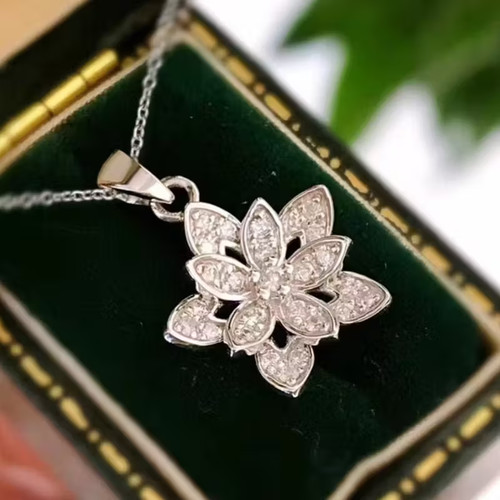 Collana fiore argento zirconi - collana,