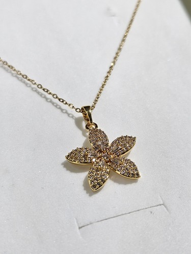 Collana fiore brillantinato - collana,