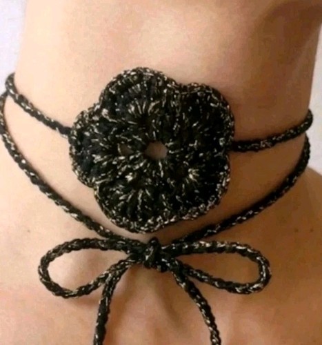Choker uncinetto fiore collana - choker,