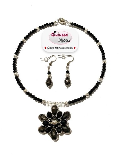 Collana acciaio cristalli - acciaio,